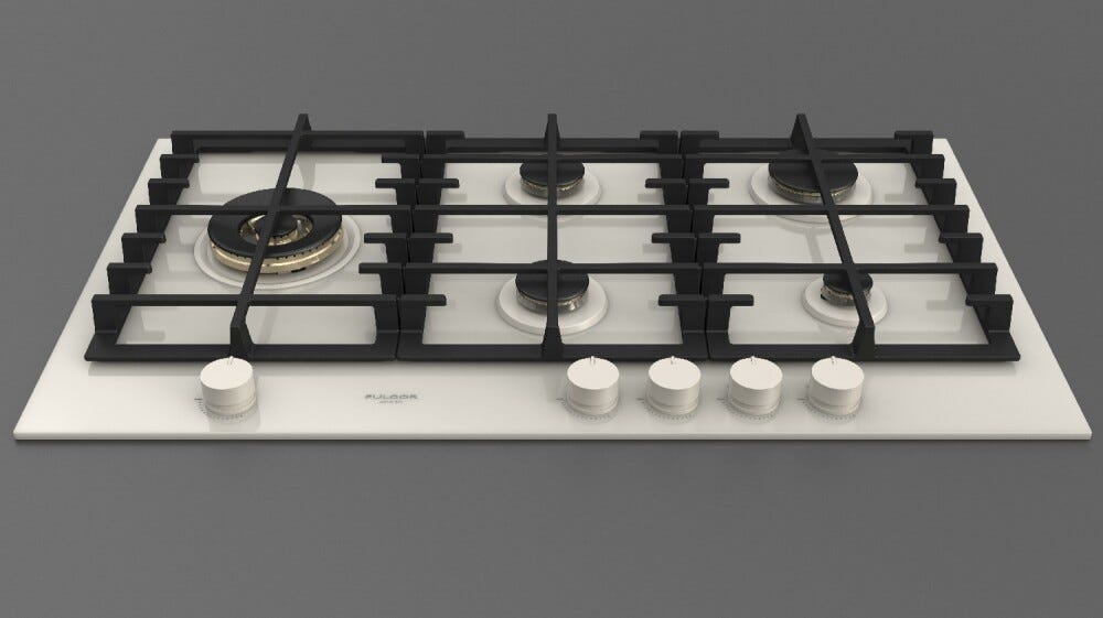 Fulgor FPH 905 G WK WHG Gas On Glass Piano cottura a gas cm. 90 - vetro bianco