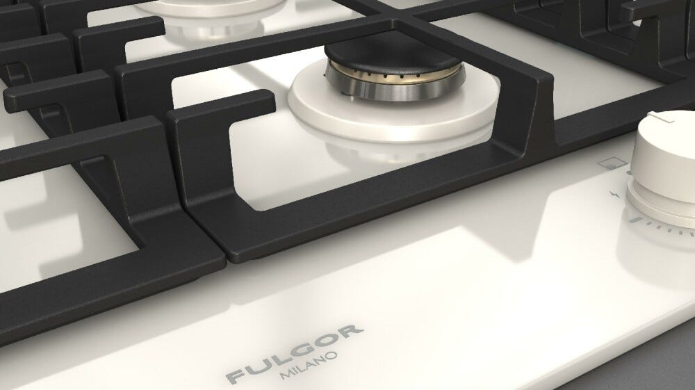 Fulgor FPH 905 G WK WHG Gas On Glass Piano cottura a gas cm. 90 - vetro bianco