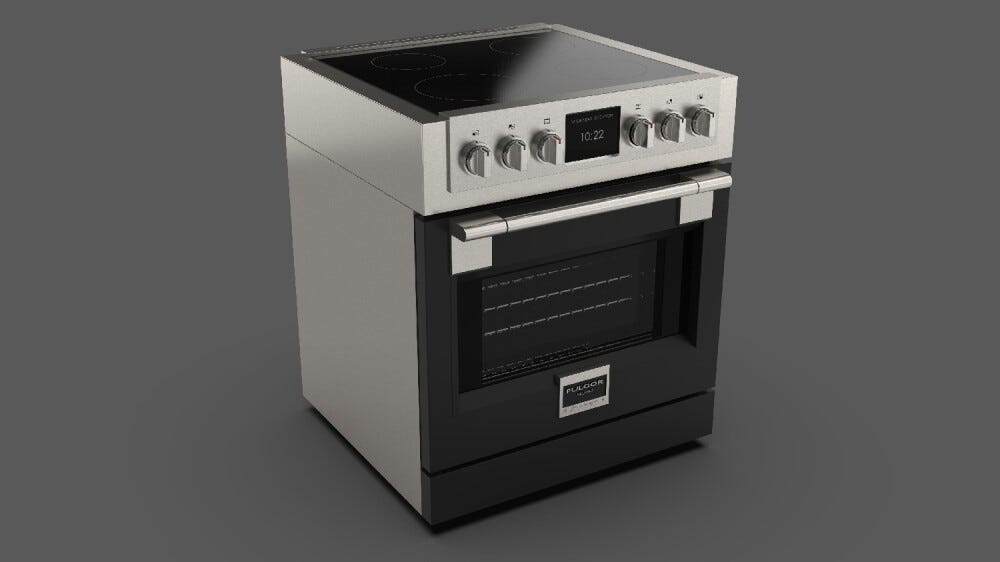 Fulgor FSRC 3004 P MI MK 2F MBK SOFIA PROFESSIONAL Cucina da accosto 76 x 69 - 4 zone cottura induzione + 1 forno pirolitico - nero opaco