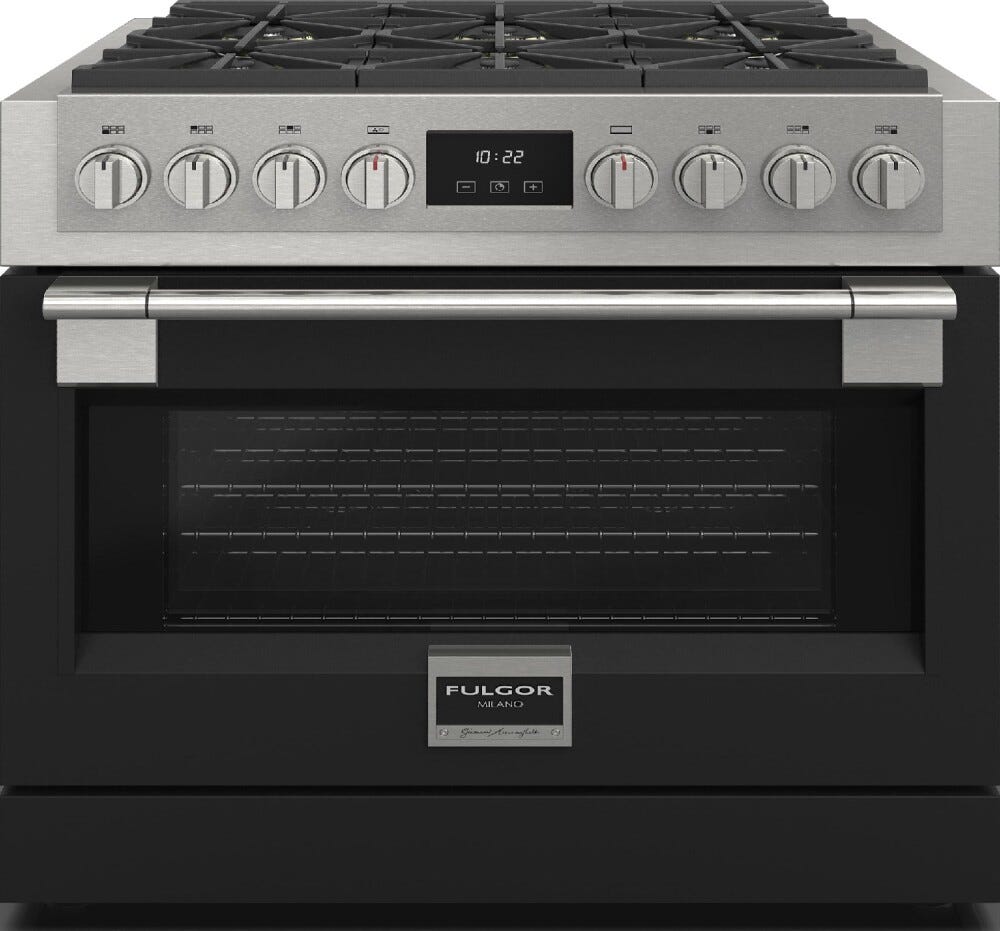 Fulgor FSRC 3606 GG ED 2F MBK Sofia Professional Cucina da accosto cm. 91 x 69 - 6 fuochi a gas + 1 forno gas - nero opaco
