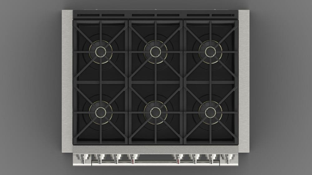 Fulgor FSRC 3606 GG ED 2F MBK Sofia Professional Cucina da accosto cm. 91 x 69 - 6 fuochi a gas + 1 forno gas - nero opaco