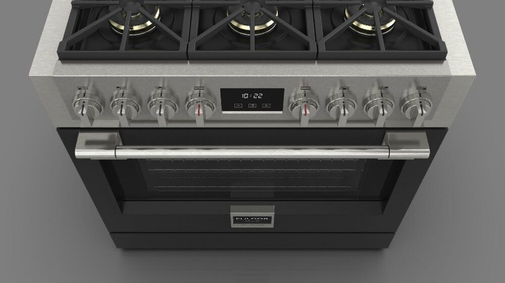 Fulgor FSRC 3606 GG ED 2F MBK Sofia Professional Cucina da accosto cm. 91 x 69 - 6 fuochi a gas + 1 forno gas - nero opaco