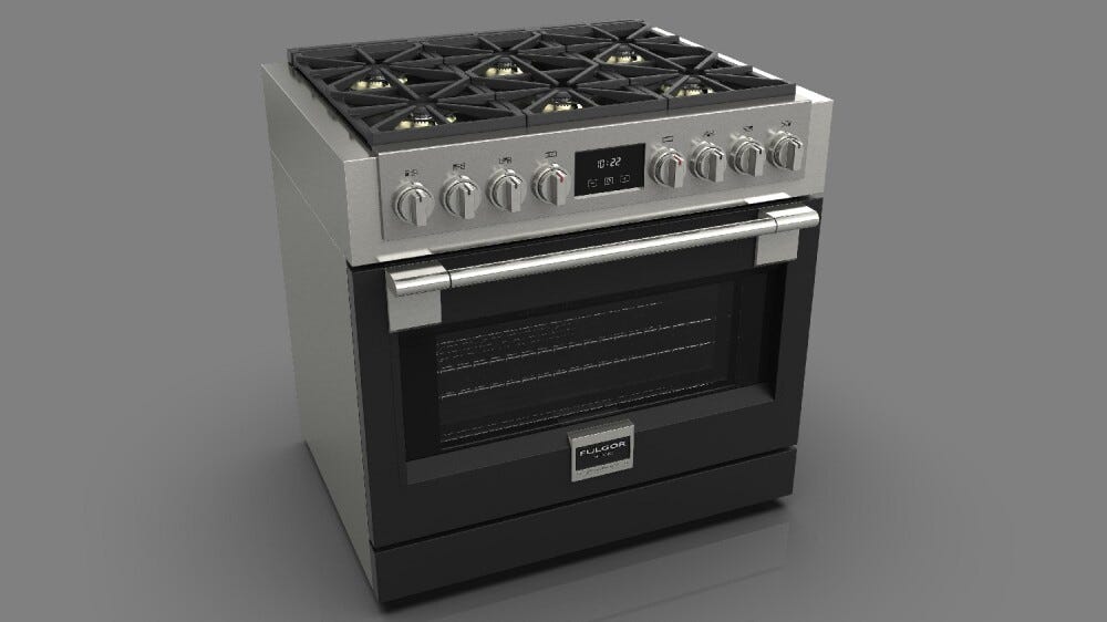Fulgor FSRC 3606 GG ED 2F MBK Sofia Professional Cucina da accosto cm. 91 x 69 - 6 fuochi a gas + 1 forno gas - nero opaco