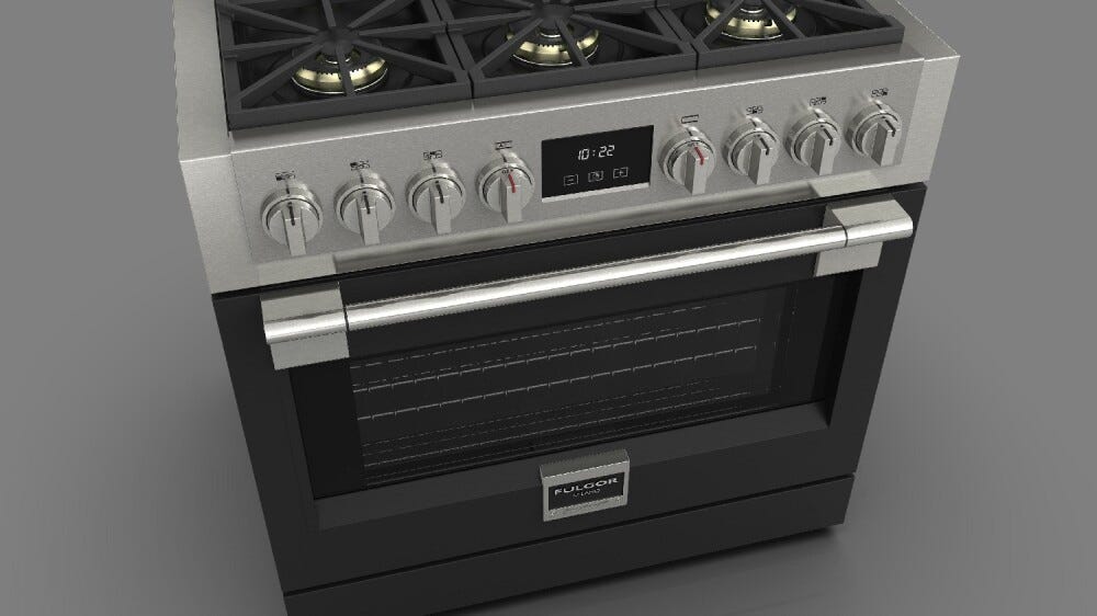 Fulgor FSRC 3606 GG ED 2F MBK Sofia Professional Cucina da accosto cm. 91 x 69 - 6 fuochi a gas + 1 forno gas - nero opaco