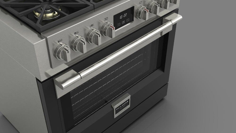 Fulgor FSRC 3606 GG ED 2F MBK Sofia Professional Cucina da accosto cm. 91 x 69 - 6 fuochi a gas + 1 forno gas - nero opaco