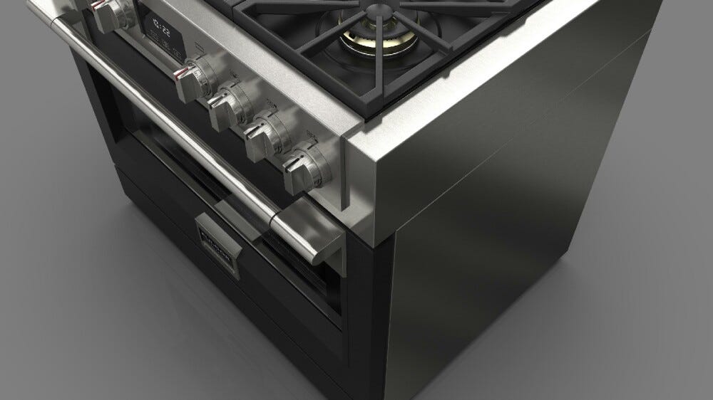 Fulgor FSRC 3606 GG ED 2F MBK Sofia Professional Cucina da accosto cm. 91 x 69 - 6 fuochi a gas + 1 forno gas - nero opaco