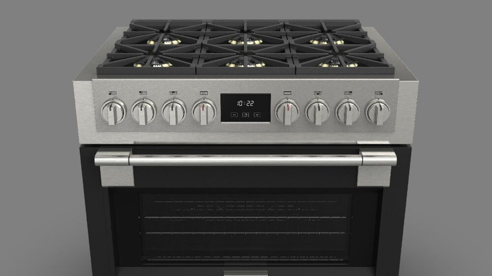 Fulgor FSRC 3606 GG ED 2F MBK Sofia Professional Cucina da accosto cm. 91 x 69 - 6 fuochi a gas + 1 forno gas - nero opaco