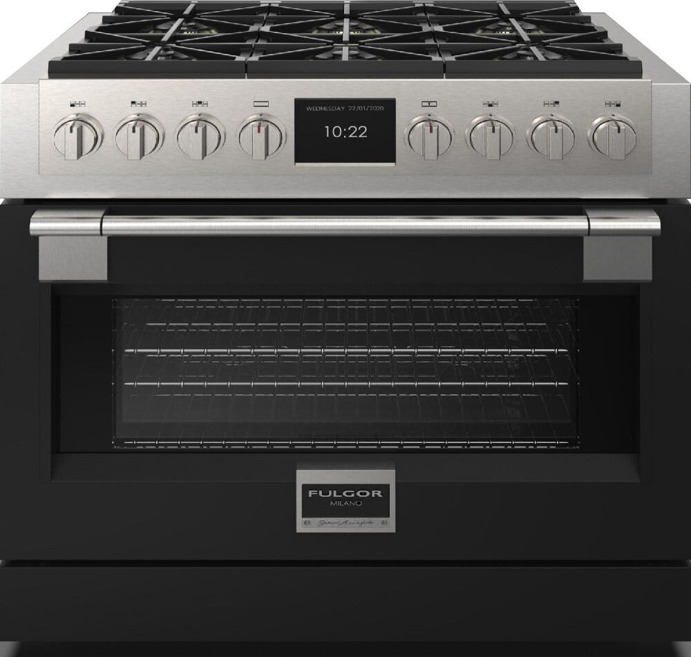 Fulgor FSRC 3606 P MG MK 2F MBK Sofia Professional Cucina da accosto cm. 91 x 69 - 6 fuochi a gas + 1 forno elettrico - nero opaco