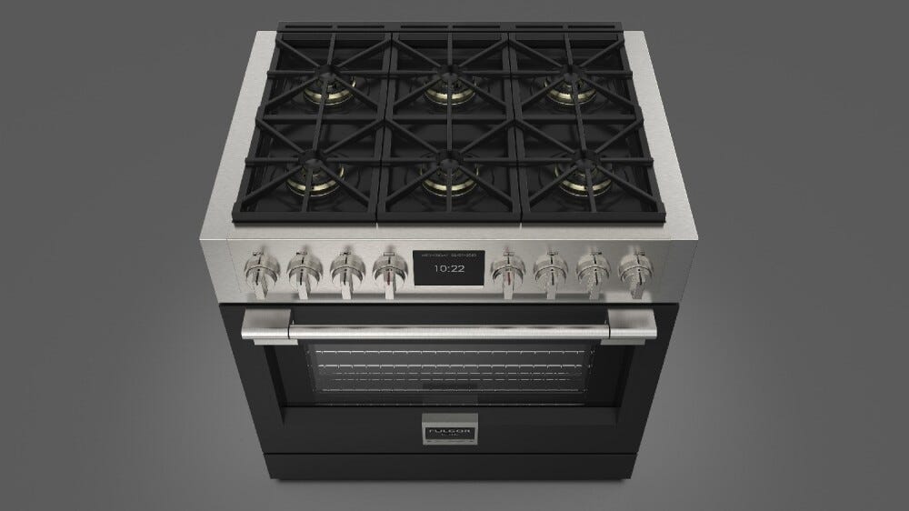 Fulgor FSRC 3606 P MG MK 2F MBK Sofia Professional Cucina da accosto cm. 91 x 69 - 6 fuochi a gas + 1 forno elettrico - nero opaco