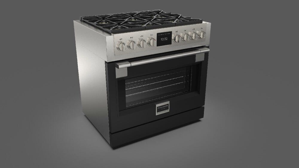 Fulgor FSRC 3606 P MG MK 2F MBK Sofia Professional Cucina da accosto cm. 91 x 69 - 6 fuochi a gas + 1 forno elettrico - nero opaco
