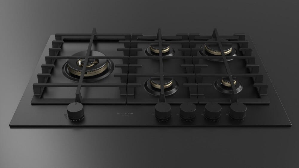 Fulgor FUH 755 G DWK MBK Urbantech Piano cittura a gas cm. 75 - nero opaco
