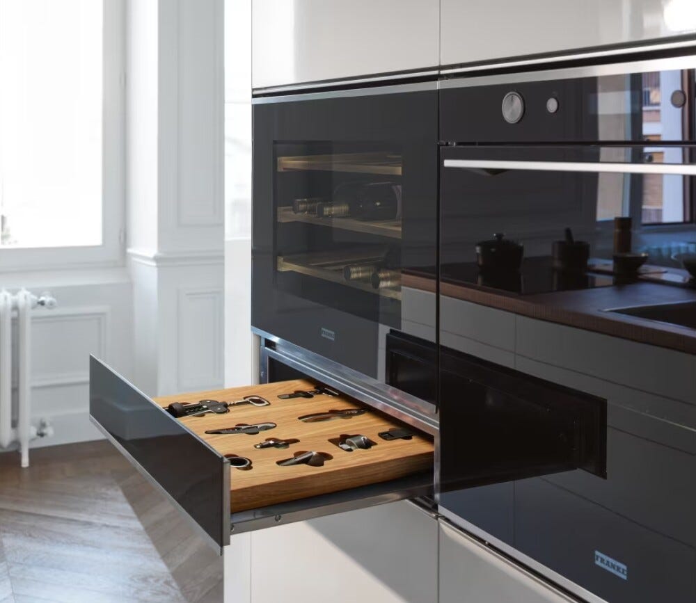 Franke FMY 14 WCRD XS Mythos Cassetto con accessori per cantina frigo cm. 60 - cristallo nero/inox