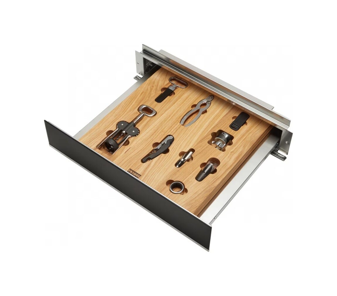 Franke FMY 14 WCRD XS Mythos Cassetto con accessori per cantina frigo cm. 60 - cristallo nero/inox