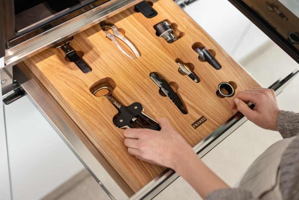 Franke FMY 14 WCRD XS Mythos Cassetto con accessori per cantina frigo cm. 60 - cristallo nero/inox