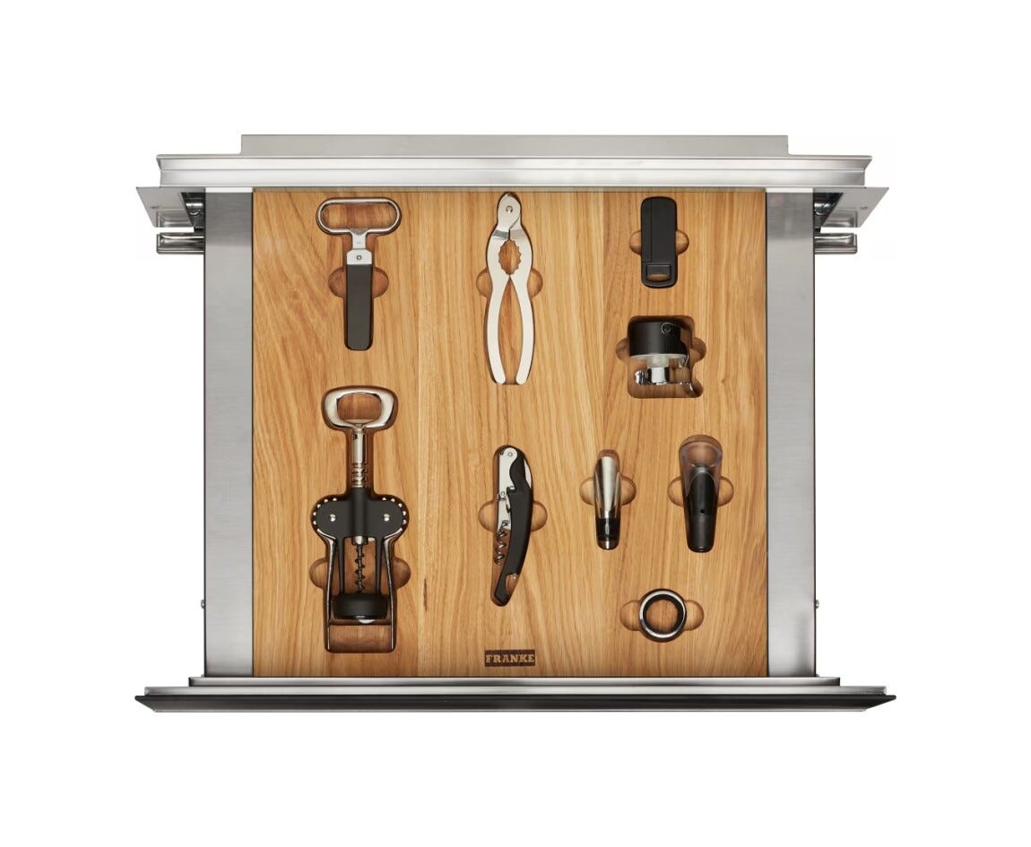 Franke FMY 14 WCRD XS Mythos Cassetto con accessori per cantina frigo cm. 60 - cristallo nero/inox