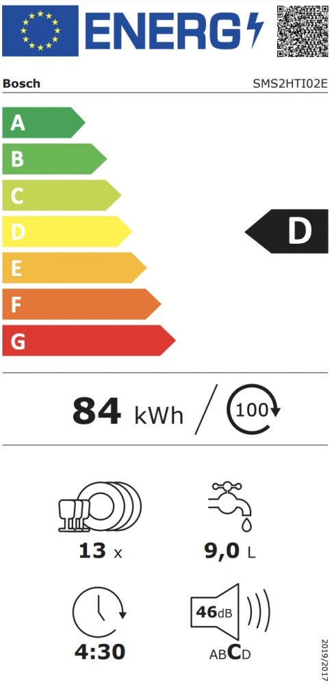 Bosch SMS2HTI02E Serie 2 Lavastoviglie a libera installazione cm. 60 - 13 coperti - inox