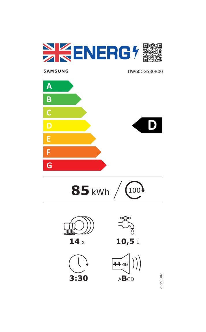 Samsung DW60CG530B00 Lavastoviglie integrata totale cm. 60 - 14 coperti