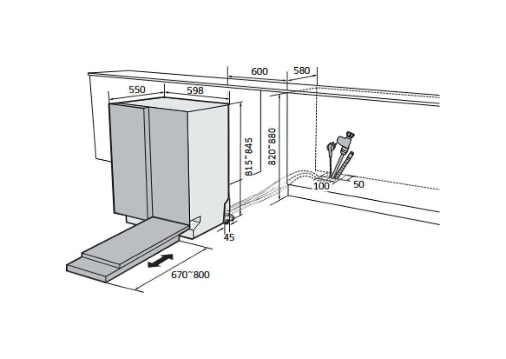 Samsung DW60CG550I00 Lavastoviglie da incasso 14 coperti, 7 programmi, Auto Open, cerniere sliding