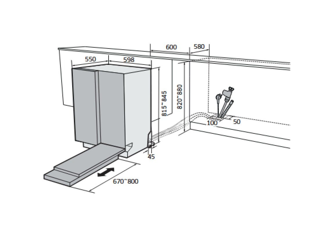 Samsung DW60CG550I00 Lavastoviglie da incasso 14 coperti, 7 programmi, Auto Open, cerniere sliding