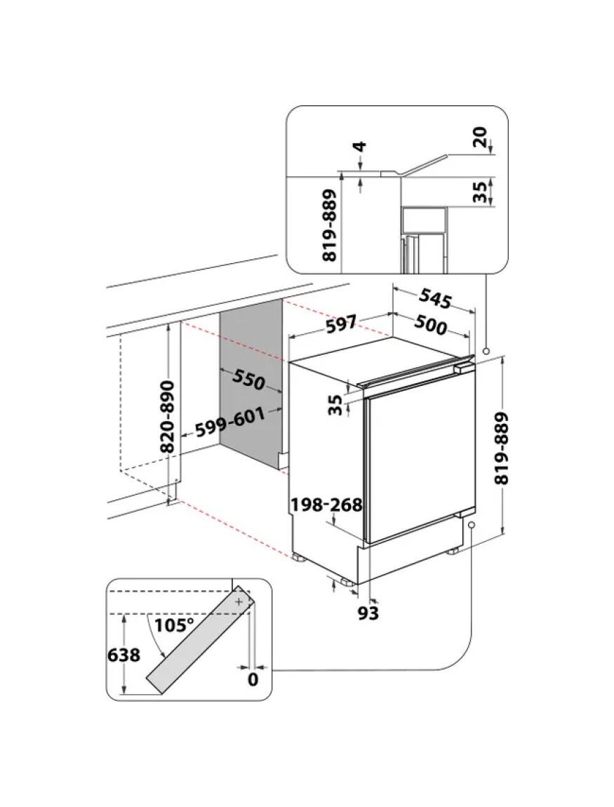 Beko BU1154HCN Frigorifero con congelatore ad incasso cm. 60 h. 82 - lt. 107