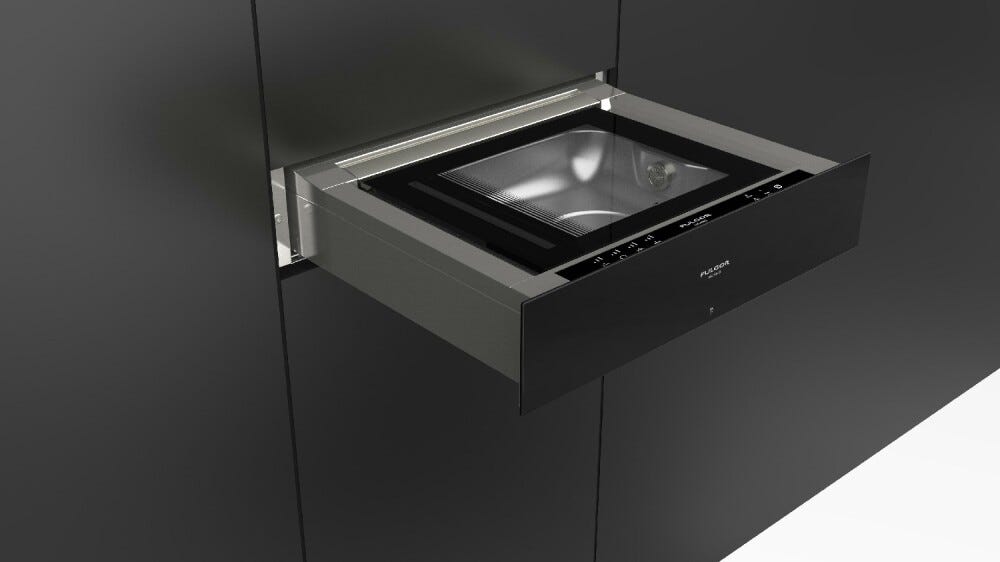 Fulgor FVSD 150 TC BK Cassetto per sottovuoto da incasso cm. 60 h. 14 - vetro nero