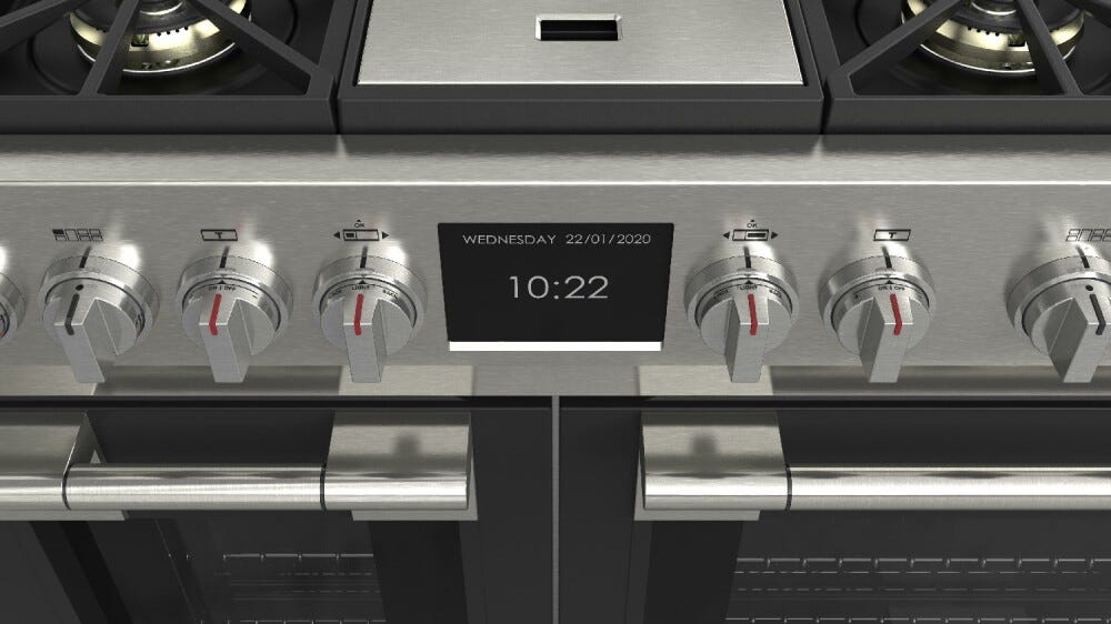 Fulgor FSRC 4807 2P MK 2F MBK Sofia Professional Cucina da accosto cm. 122 x 69 - 6 fuochi a gas con piastra teppanyaki + 2 forni elettrici - nero opaco