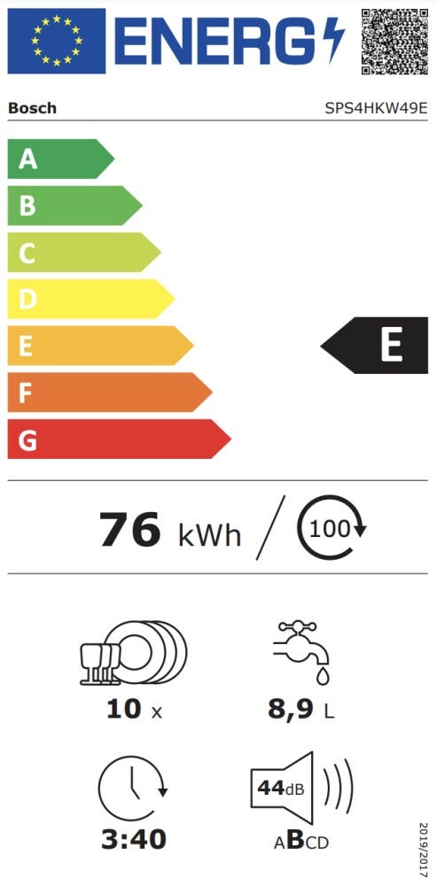 Bosch SPS4HKW49E Serie 4 Lavastoviglie a libera installazione cm. 45 - 10 coperti - bianco