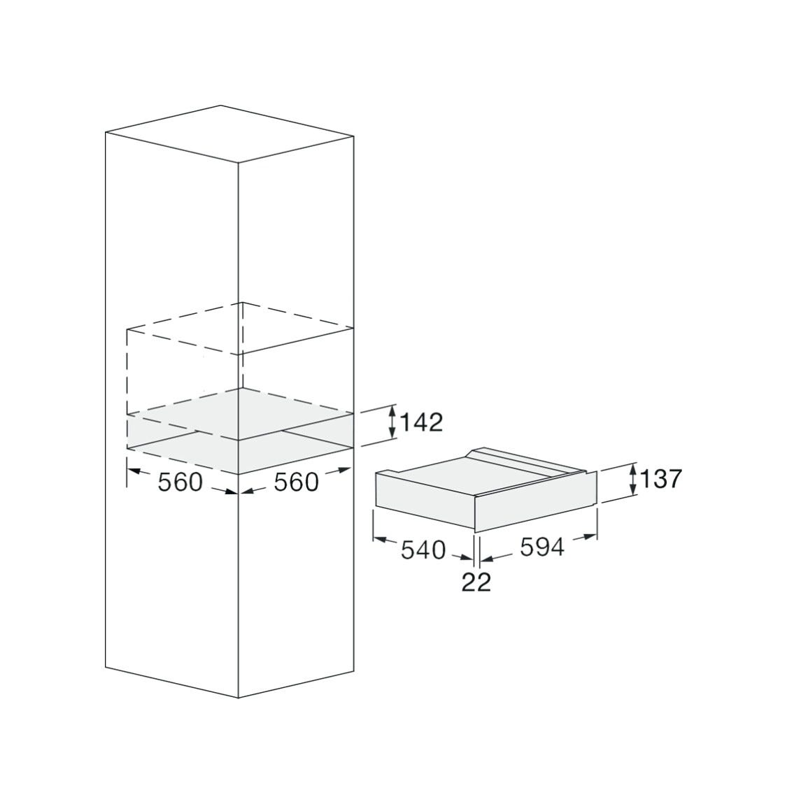 Fulgor FVSD 150 TC WH Cassetto per sottovuoto da incasso cm. 60 h. 14 - vetro bianco