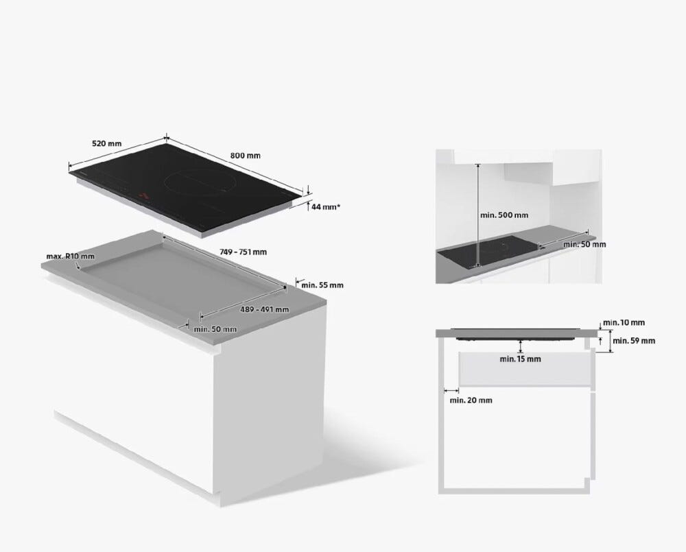 Samsung NZ85C5047KK Slim Fit Piano cottura a induzione 5 zone, Flex Zone, Wi‑Fi, vetroceramica nero