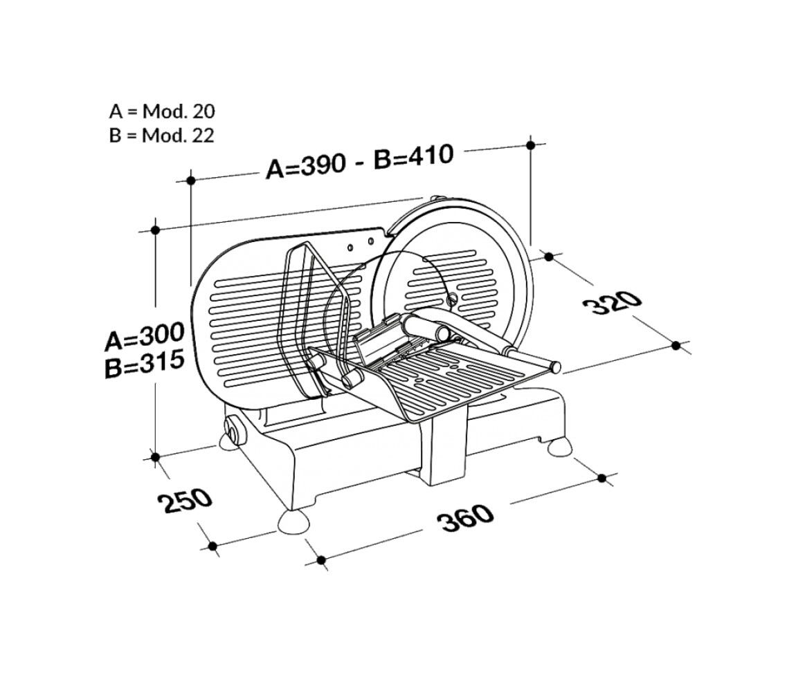 RGV LUXOR20RED Affettatrice a gravità - lama mm. 200