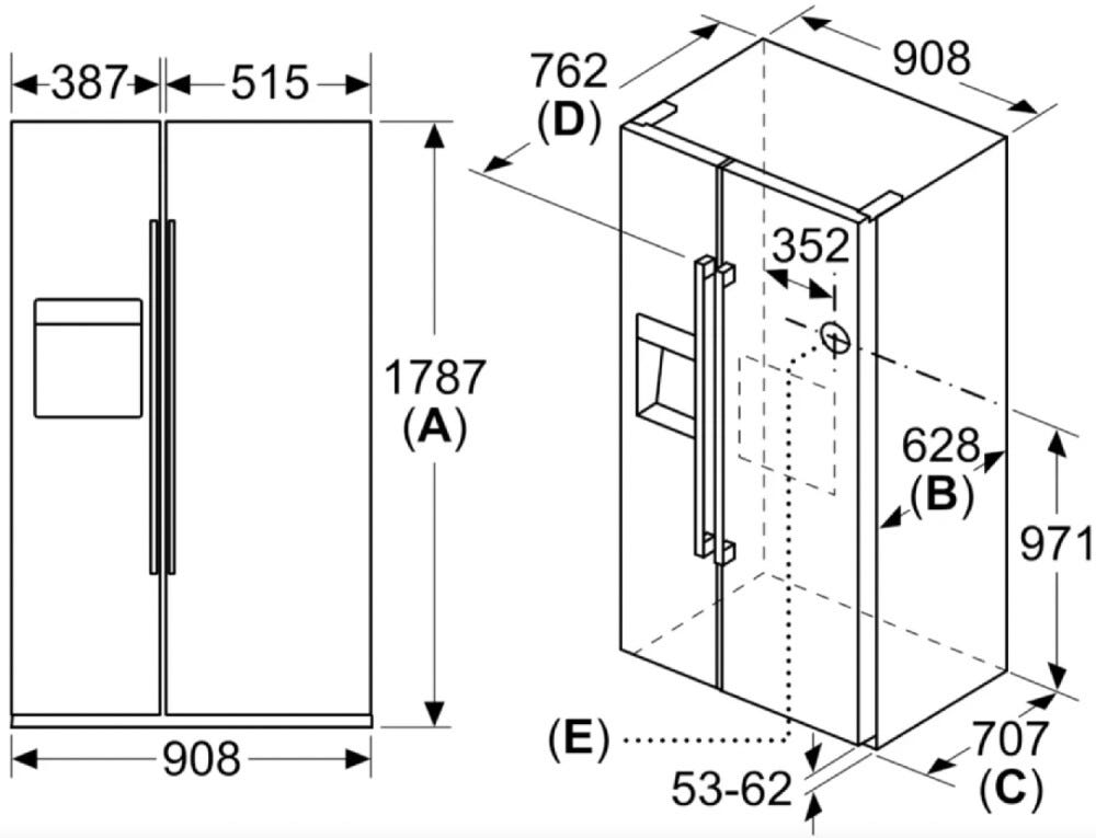 Bosch KAD93ABEP Serie 6 Frigorifero con congelatore side by side - cm. 91 h. 179 - lt. 562 - nero