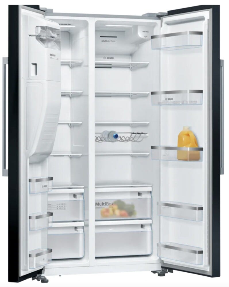 Bosch KAD93ABEP Serie 6 Frigorifero con congelatore side by side - cm. 91 h. 179 - lt. 562 - nero