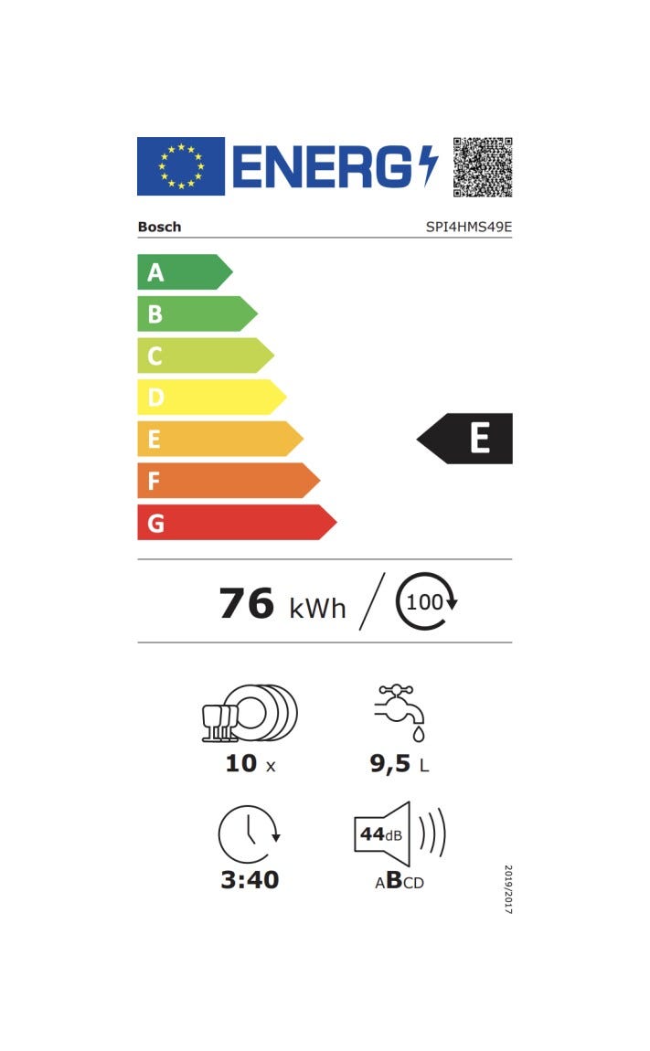 Bosch SPI4HMS49E Lavastoviglie integrata parziale cm. 45 - 10 coperti - frontalino inox