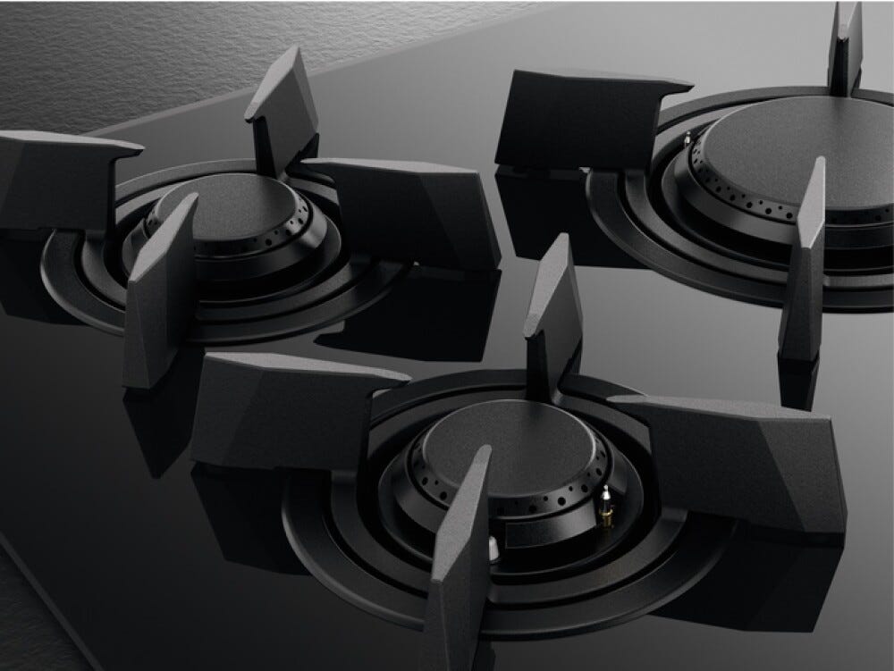 AEG HKB75453NB 8000 FLAMELIGHT Piano cottura a gas 75 cm Gas on Glass, 5 zone, FlameLight e Hob2Hood, vetro nero