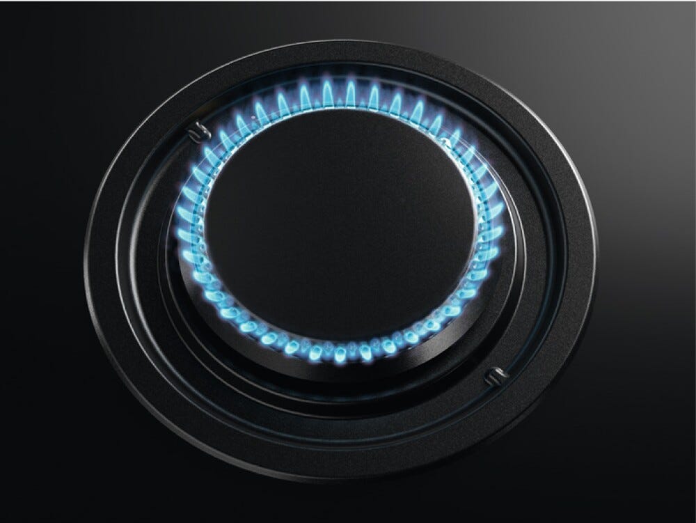 AEG HKB75453NB 8000 FLAMELIGHT Piano cottura a gas 75 cm Gas on Glass, 5 zone, FlameLight e Hob2Hood, vetro nero