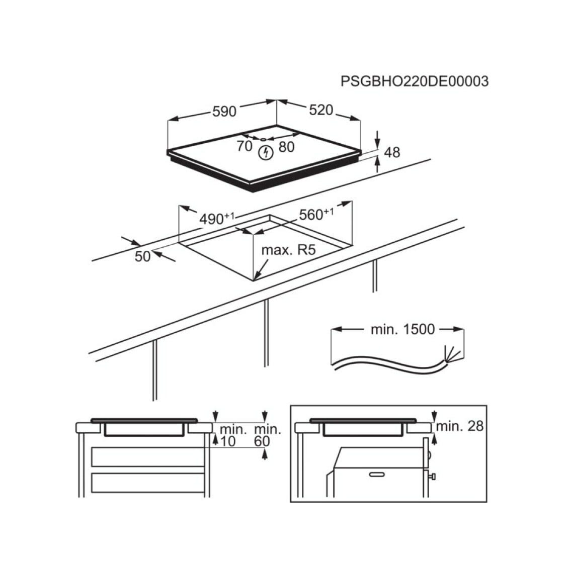 AEG IBK64204CB SERIE 3000 Piano cottura induzione cm. 60 - vetroceramica nero
