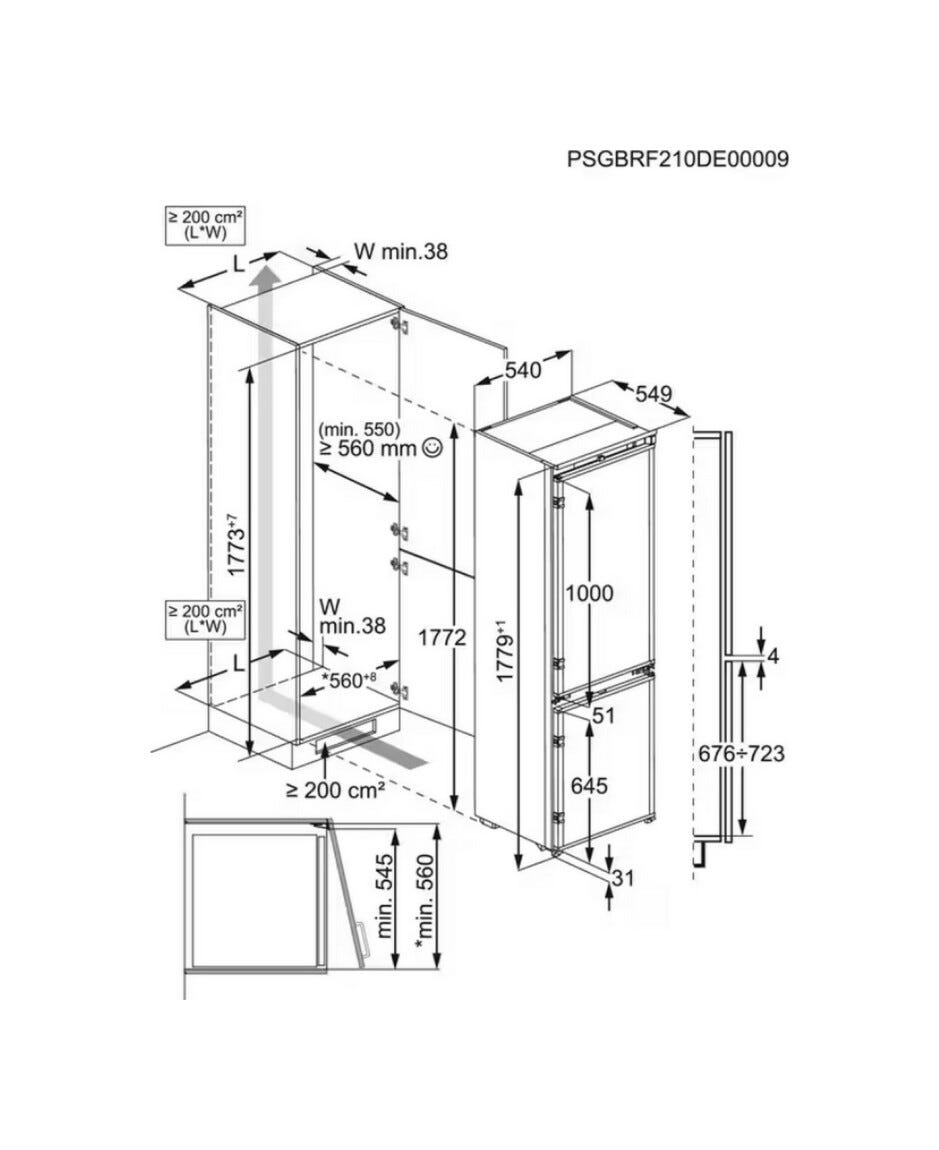 Electrolux ENT6NE18S 600 Frigorifero con congelatore da incasso cm. 55 h. 177 - lt. 257