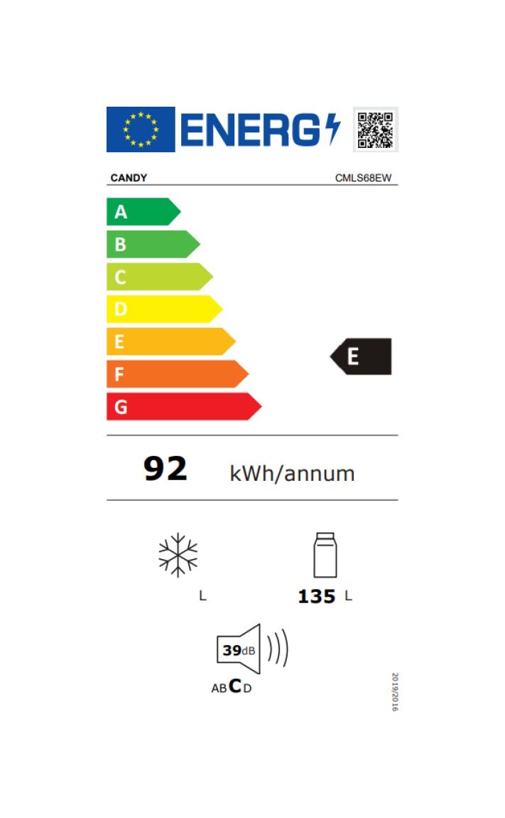 Candy CMLS68EW Frigorigero da incasso sottotop cm. 60 h 82 - lt. 135