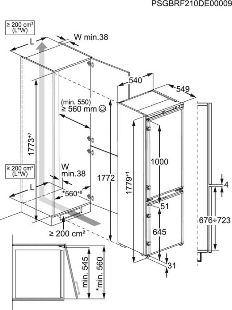 AEG NSC6N181ES 6000 Frigorifero con congelatore da incasso TwinTech Total No Frost, GreenZone, 257 L, Classe E