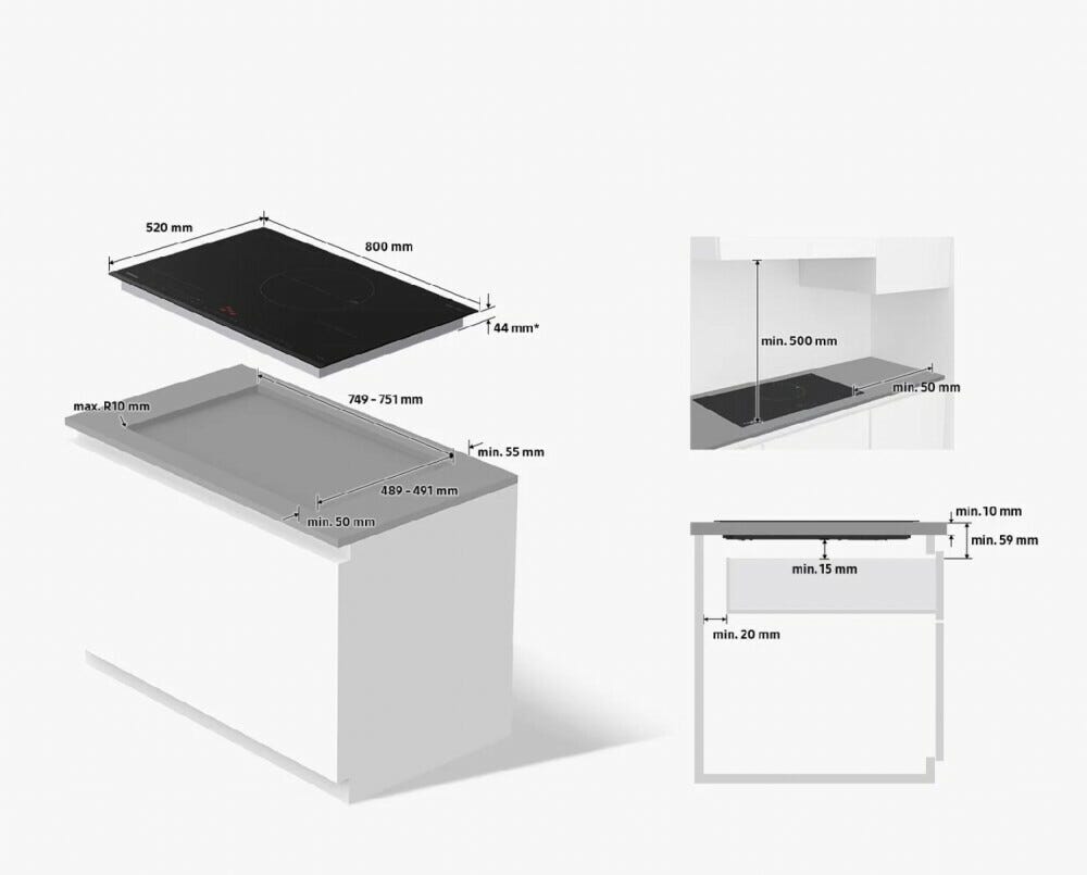Samsung NZ85C6058GK/U2 Piano cottura a induzione cm. 80 - vetro nero