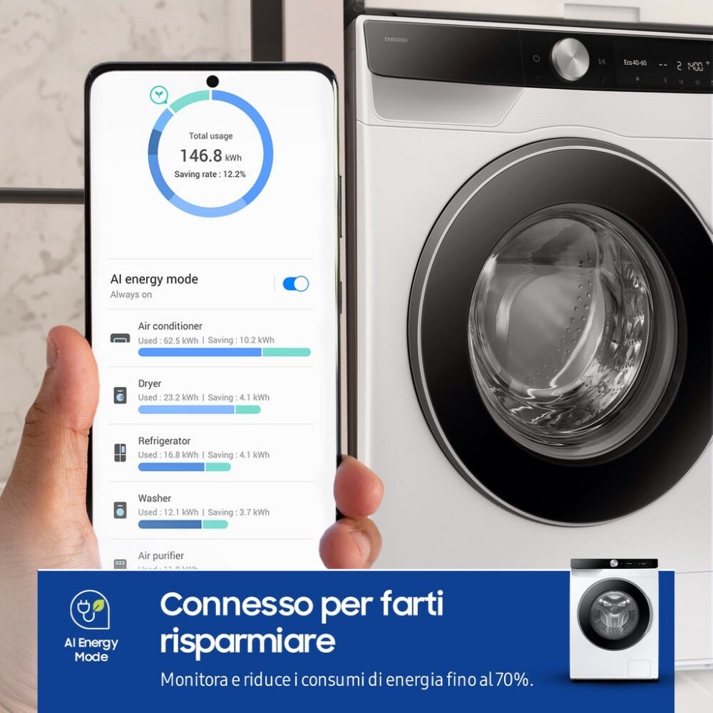 Samsung WW11DG6B85LKU3 AI Control Lavatrice cm. 60 - capacità 11 kg - bianco