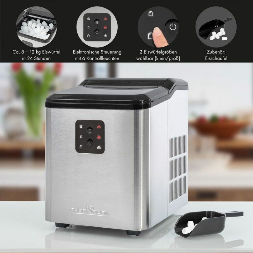 Clatronic PC-EWB 1253 Macchina per il ghiaccio cm. 22 h. 30 - capacità 12 kg - inox