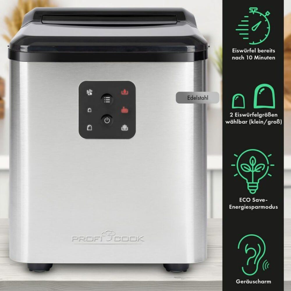 Clatronic PC-EWB 1253 Macchina per il ghiaccio cm. 22 h. 30 - capacità 12 kg - inox