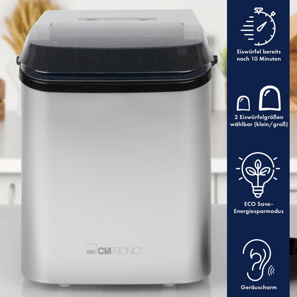 Clatronic EWB 3785 Macchina per il ghiaccio cm. 26 h. 29 - 12 kg - silver