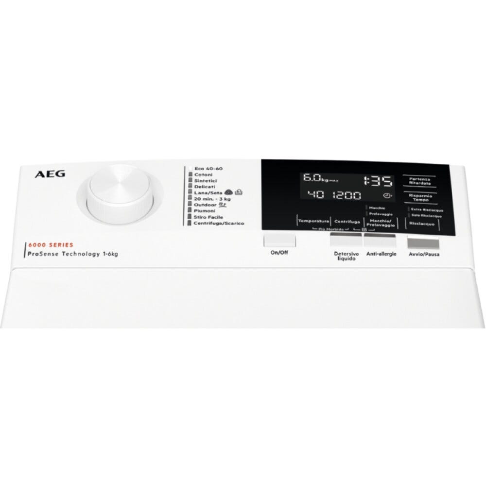 AEG LTR6G63C SERIE 6000 PROSENSE® Lavatrice a carica dall'alto cm. 40 - capacità 6 kg - bianco