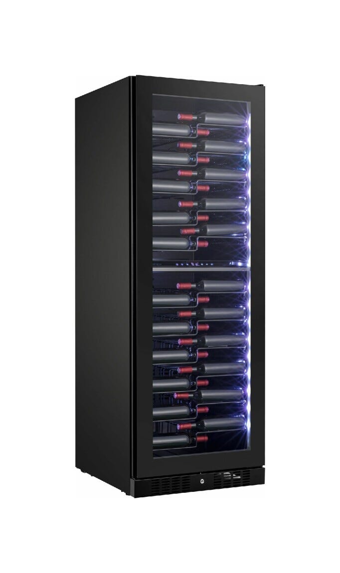 Temptech CPRO1800DRB Copenaghen Cantina vino a libera installazione - cm. 66 h. 184 - 131 bottiglie - nero