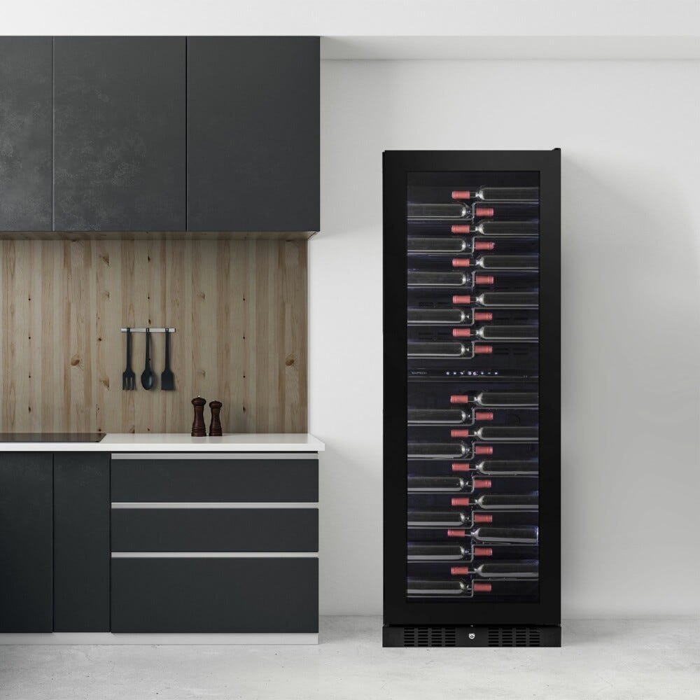 Temptech CPRO1800DRB Copenaghen Cantina vino a libera installazione - cm. 66 h. 184 - 131 bottiglie - nero