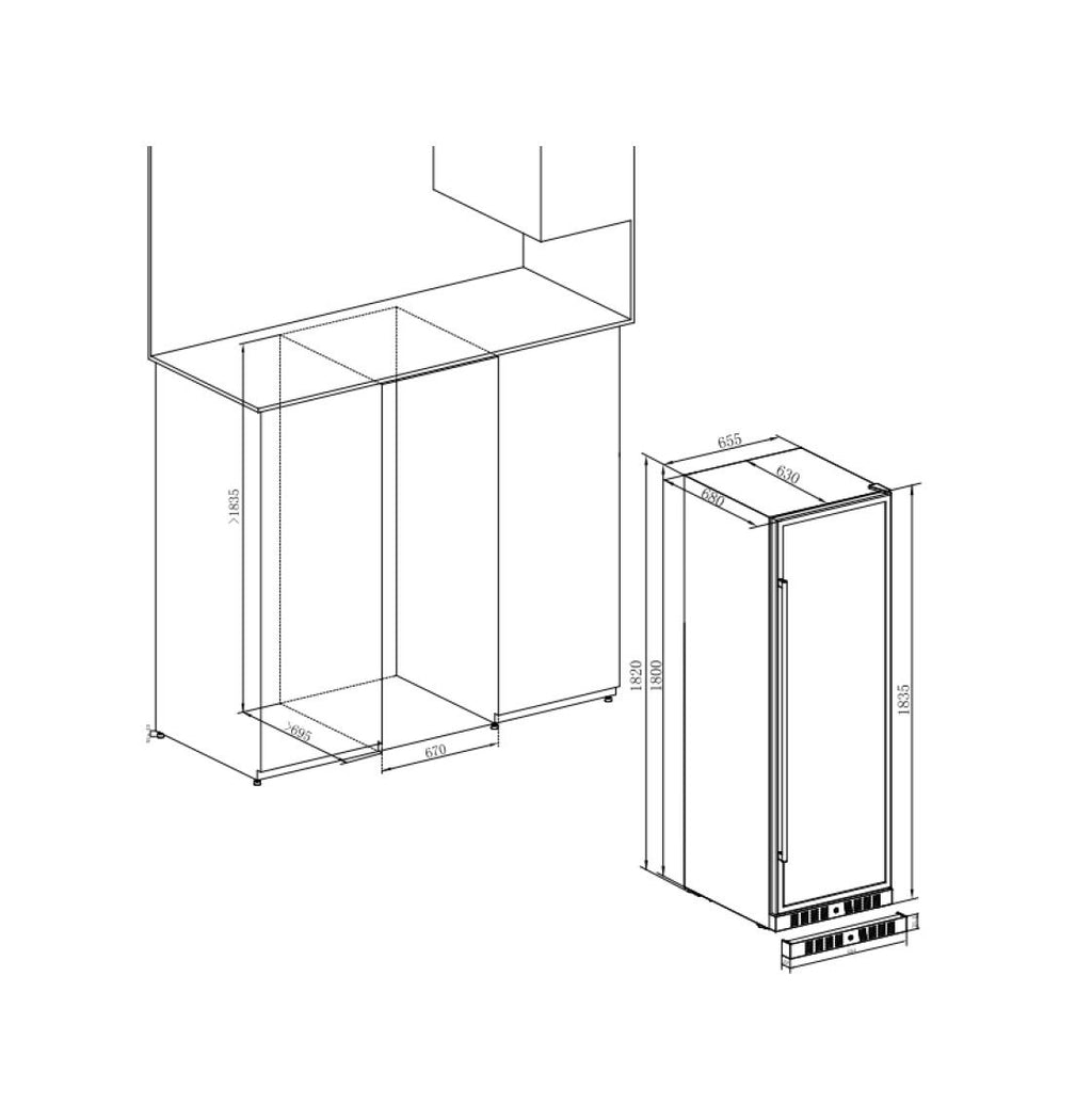 Temptech CPRO1800SRB Copenaghen Cantina vino a libera installazione - cm. 66 h. 184 - 143 bottiglie - nero