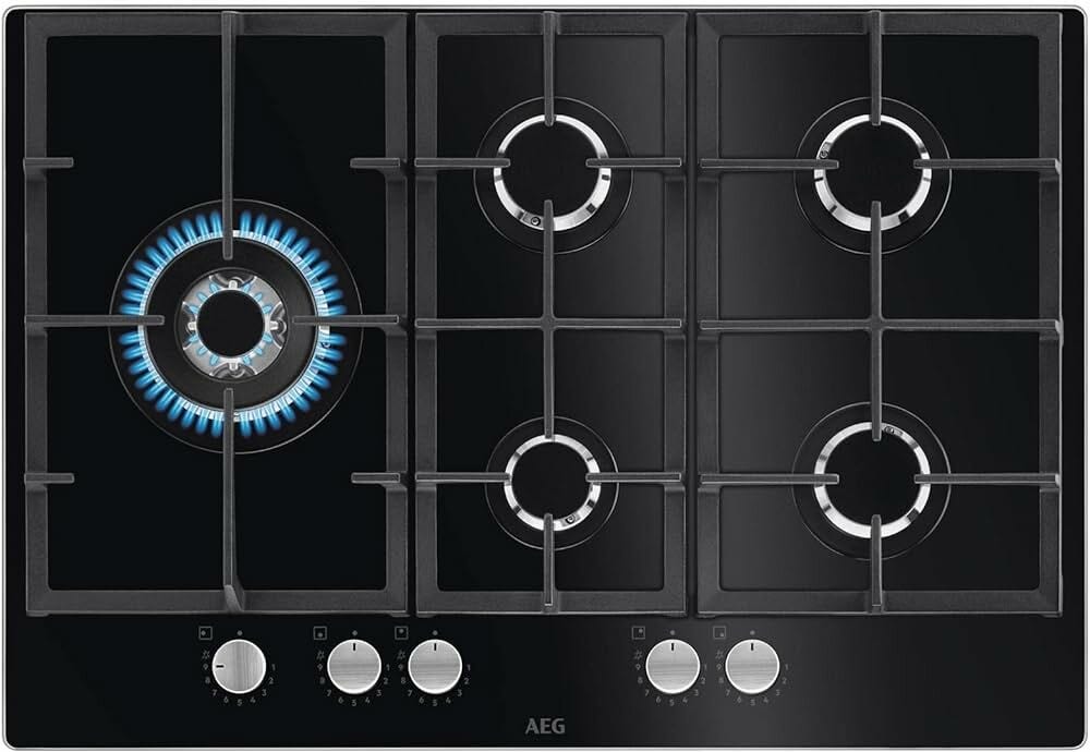 AEG HKB75820NB Gas On Glss Serie 6000 Piano cottura a gas cm. 75 - vetro nero