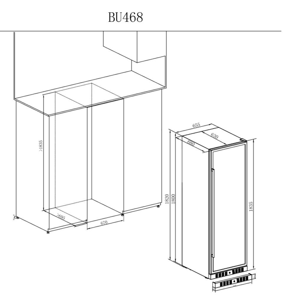 Temptech CPRO1800SX Copenaghen Cantina vino a libera installazione - cm. 66 h. 184 - 143 bottiglie - inox